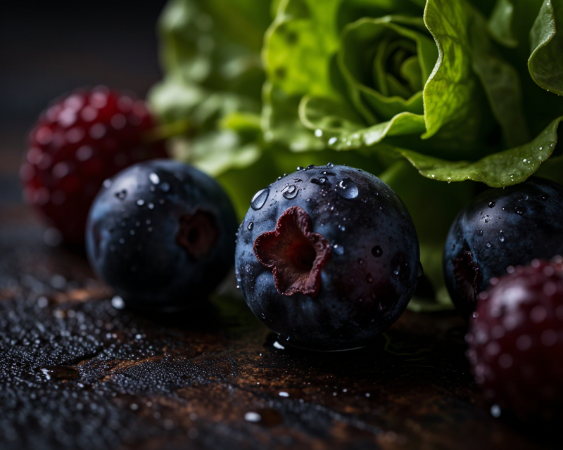 Fresh produce with dramatic lighting