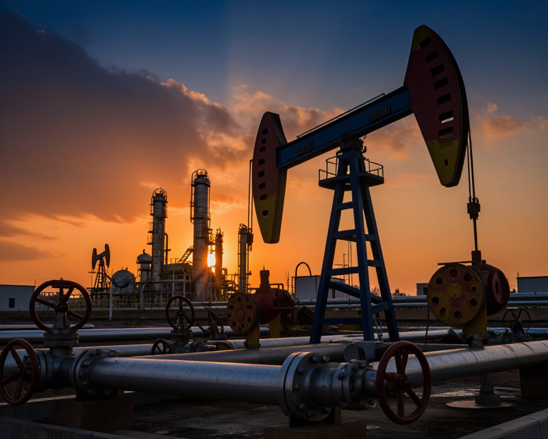 Industrial Oil Refinery at Dusk