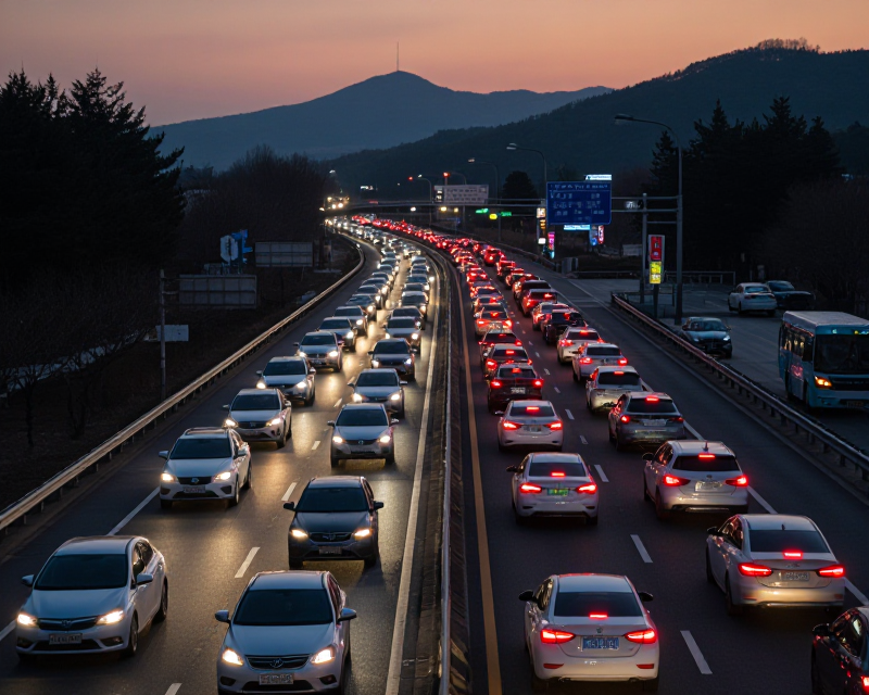 Congested Highway at Dusk