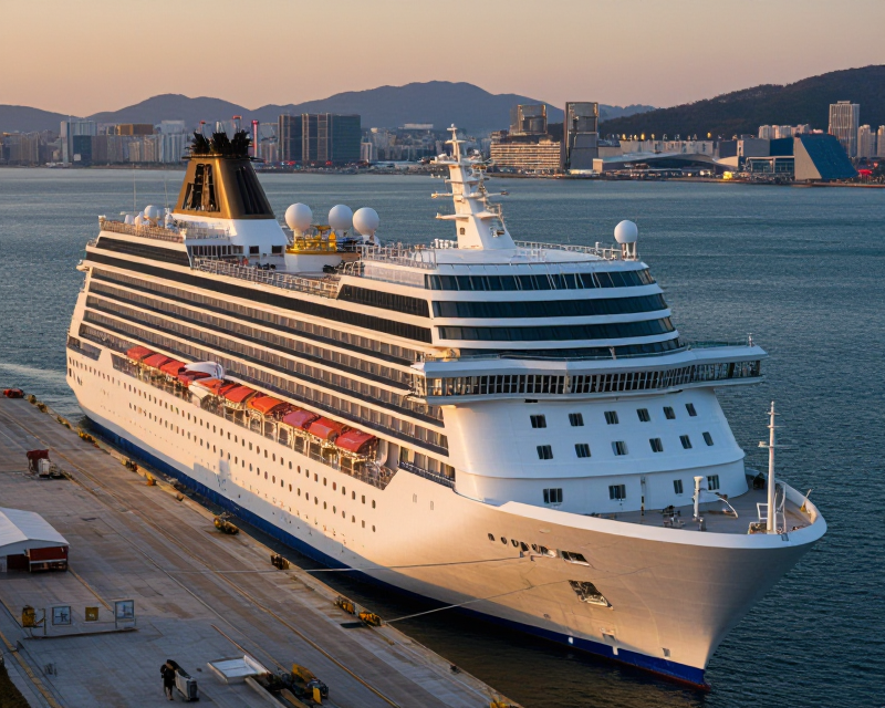 Luxury Cruise Ship at Korean Port